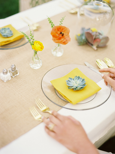 yellow dinner napkins