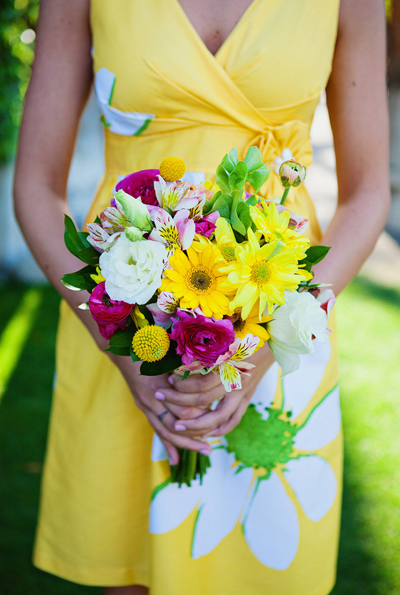 wild flower bouquet with yellow flowers