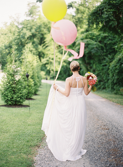 pink and yellow balloons at weddings