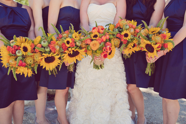 bouquets made with sunflowers
