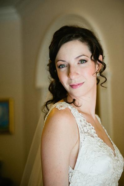 bride, flowers, bouquet, portrait, purple, white, gown, elegant