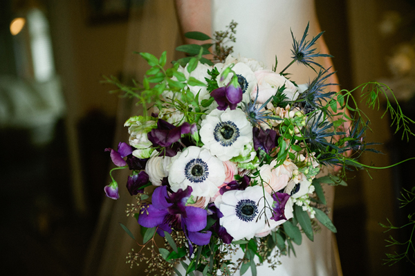 bridal bouquet, bouquet,anemones, purple, lavender, flowers