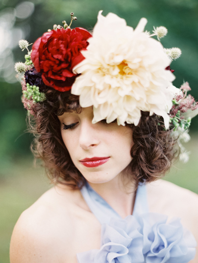 dolly pearl dress, flower crown