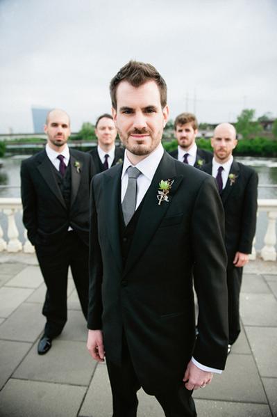 groom, black suits, groomsmen