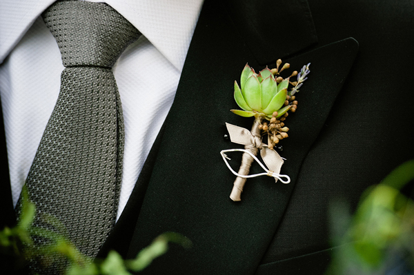 boutonniere, groom, succulent