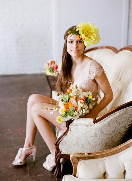 yellow tree peony, paisley and jade vintage furniture