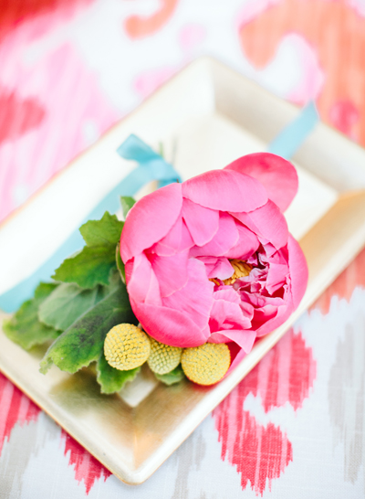 pink peony corsage