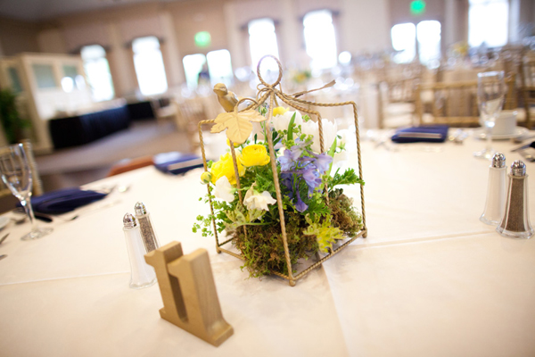 flower centerpieces with moss