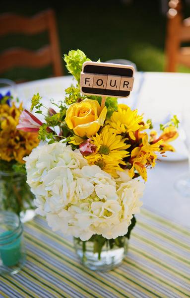 scrabble used for table signage