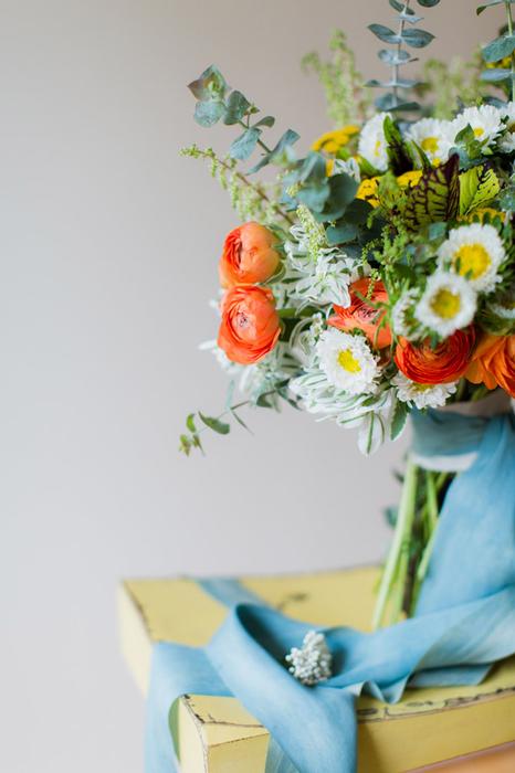 Silk & Willow Ribbon, Orange Ranunculus