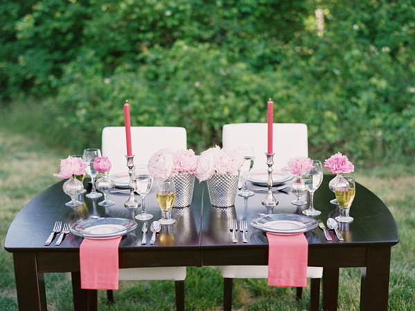 pink peony tablescape