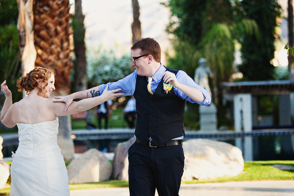 bride and groom dancing