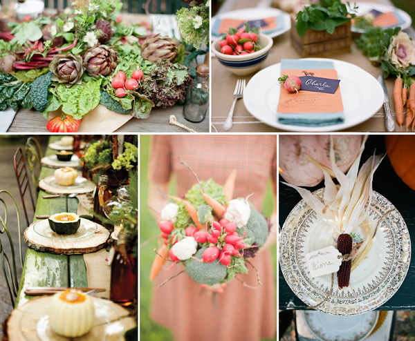 reception decor - veggies and fruit