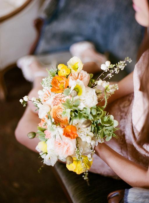 garden roses and poppies and snow berries