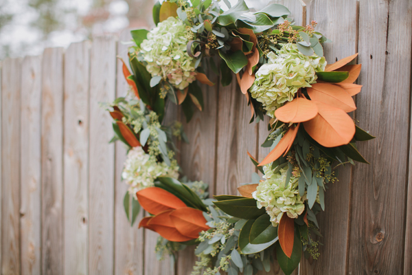Holiday wreath with hydrangea