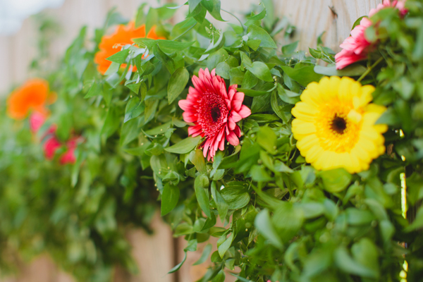 Similax Wedding Garland and Gerber Daisies