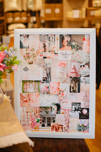 peach, black and white inspiration board