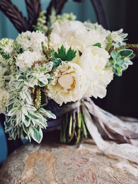 peony bouquet, white and green floral bouquet
