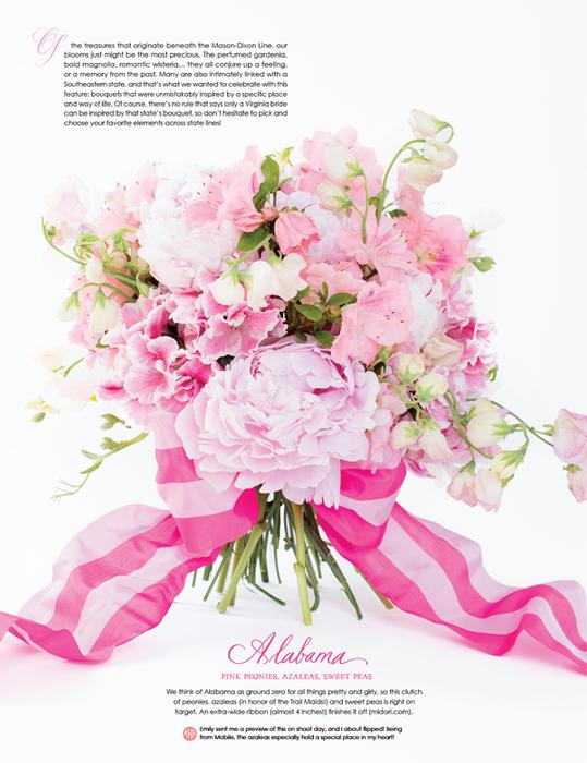 pink sweet pea, pink peonies, pink midori ribbon