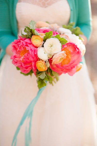 white bridal gown, teal blue sweater
