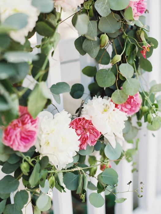 peony and garden rose wreath
