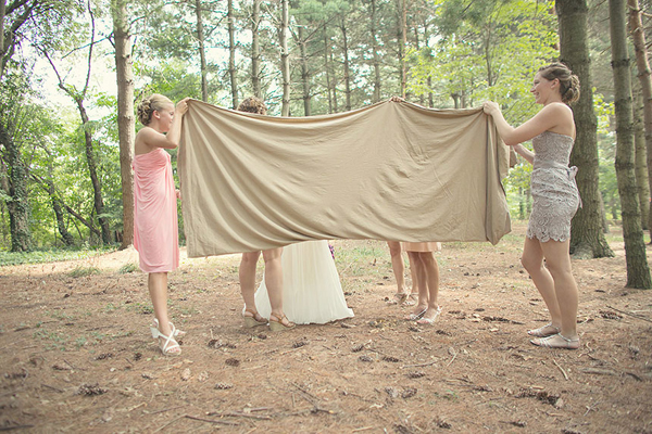 bride getting dresses