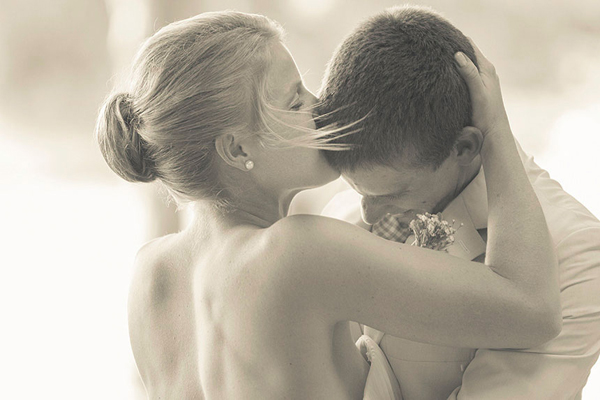 bride kissing groom