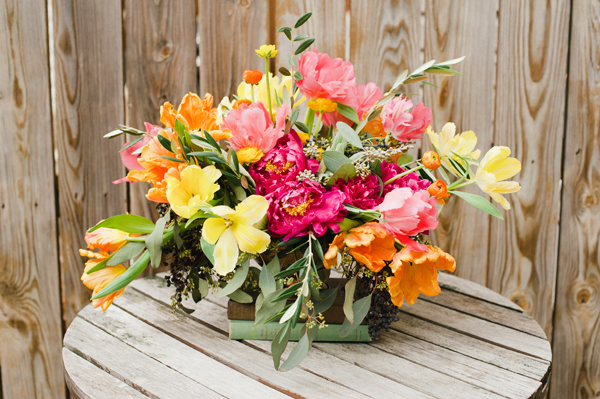 pink and yellow and orange spring flowers