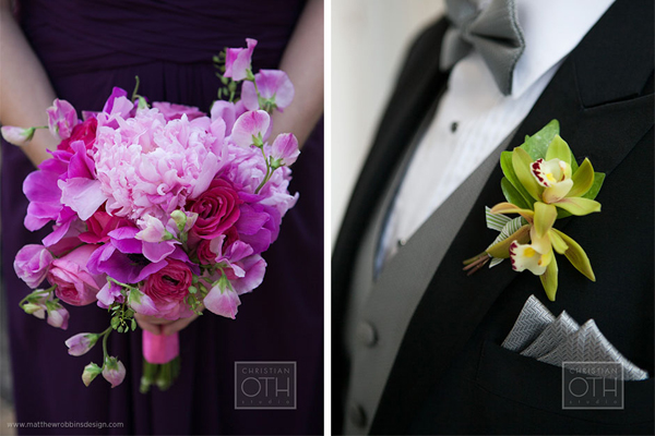 pink sweet peas, pink ranunculus