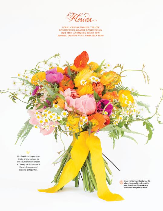 pink peonies, orange and yellow ranunculus, orange poppies