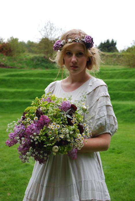 bridal bouquet and floral crown
