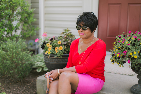 fashion, color blocking red and pink