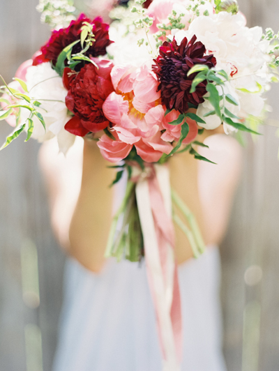 pink peony and pink ribbon
