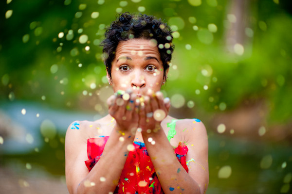 bride and confetti