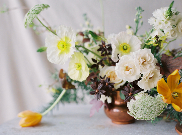 tulip and poppy centerpiece