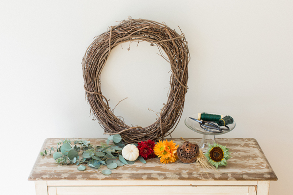 DIY Fall Wreath Ingredients