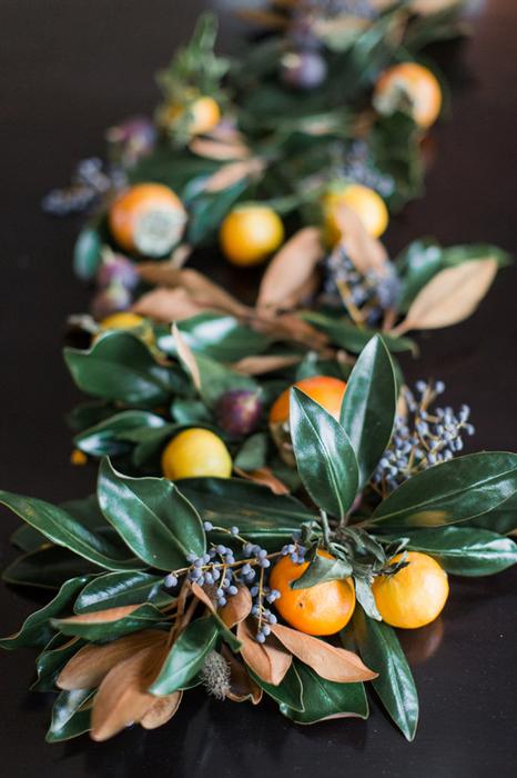 DIY Magnolia and Fruit Garland, Thanksgiving Table Decor