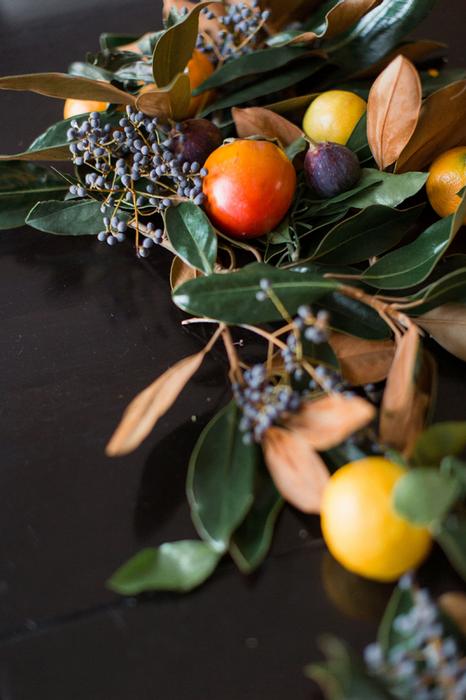 DIY Magnolia and Fruit Garland, Thanksgiving Table Decor