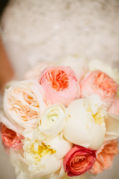 Peony and garden rose bouquet