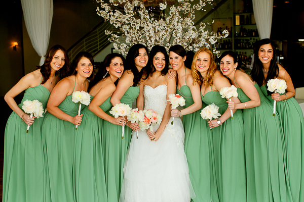 green bridesmaids dresses