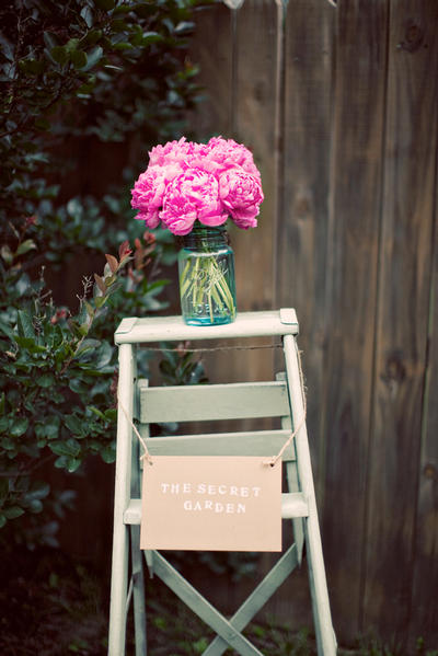 pink peonies, mason jars