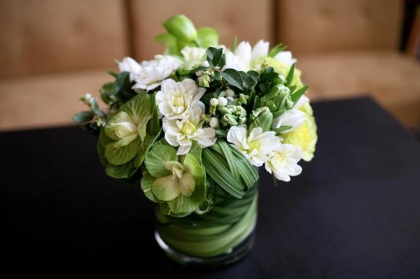 Green and white wedding flowers