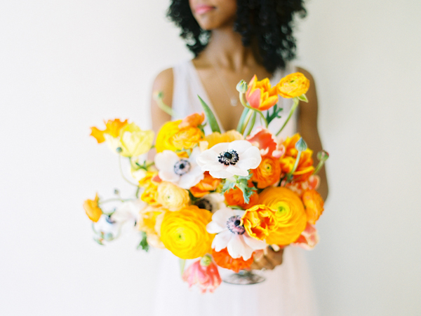 Orange Ranunculus, Yellow Ranunculus, Centerpiece