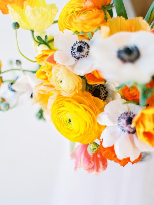 Yellow Ranunculus and Tulip Centerpiece