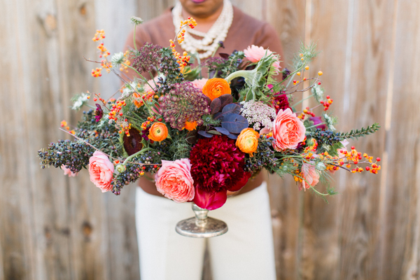 Janie Medley Flora Design, Thanksgiving Centerpiece, Ali Williams Photography, Peonies, Garden Roses