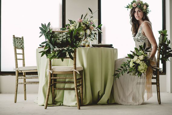 floral crown and hydrange bouquet