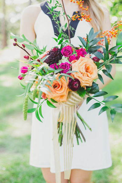 bouquet made with roses and ranunculus