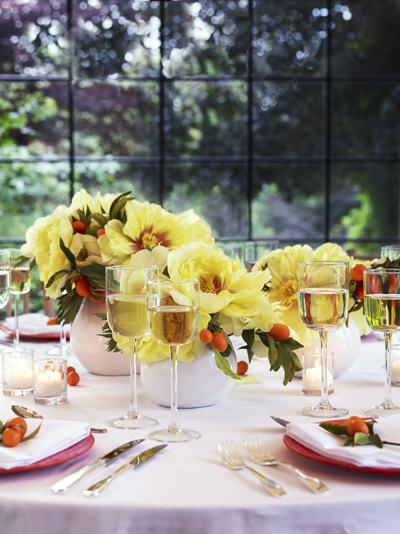 yellow peonies