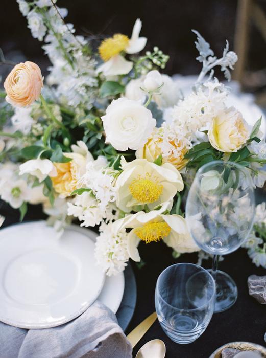white peony centerpiece