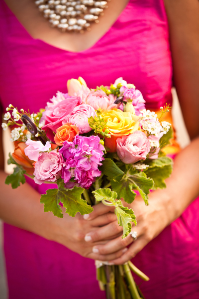 pink and orange flowers for bouquet